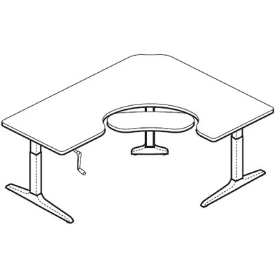 Workrite Sierra HXL Crank Offset Corner Keyboard Cutout Table