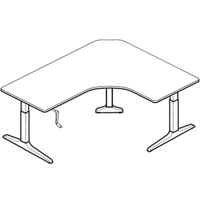 Workrite Sierra HXL Crank Offset Corner 3 Legs Sit-Stand Table
