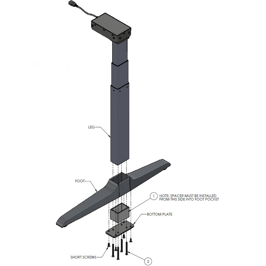 Workrite 6100615-XX-2.25 Sierra HX/HXL Series Leg Extension Kit