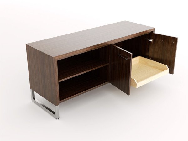 Advent Credenza - Open Shelves - Door with Pullout Tray - Open