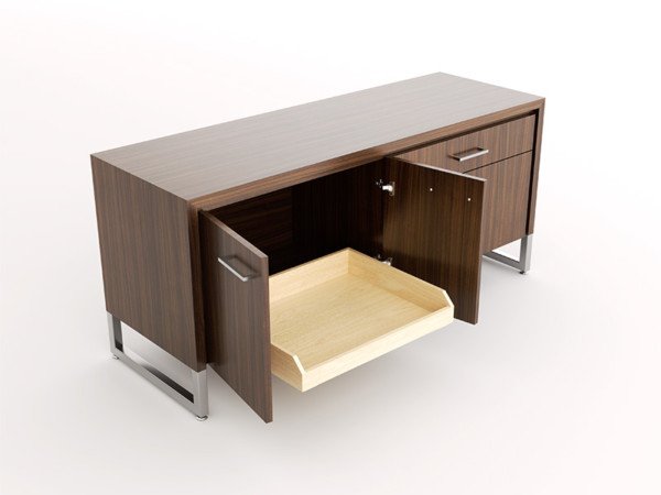 Advent Credenza - Door with Pullout Tray - File Drawer - Open