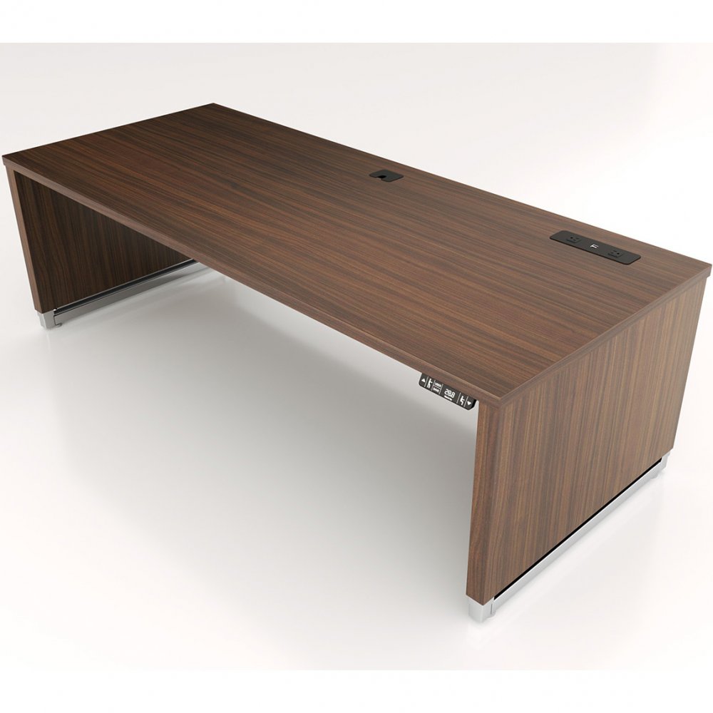 Workrite ADV-7230 Advent Desk - Walnut laminate color with low position