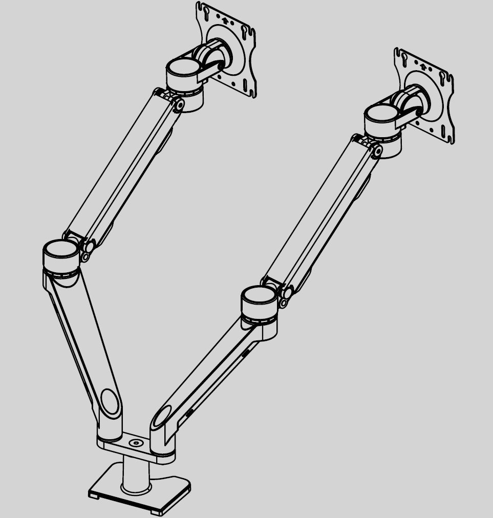 Workrite Conform LT Dual Monitor Arm ( 1-14 lb monitors)