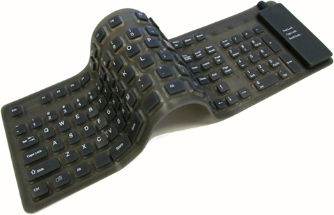 Adesso AKB230 Flexible Full-Sized Keyboard with USB and PS/2 Connection Black