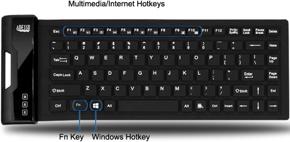 Drawing for Adesso AKB-212UB Antimicrobial Waterproof Flex Keyboard