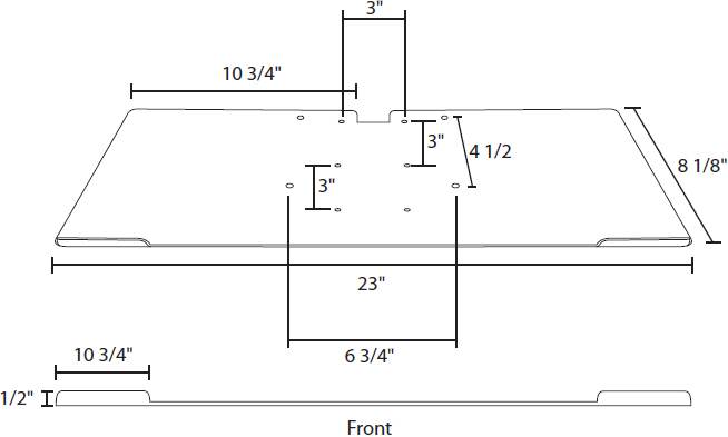 Technical drawing for AnchorPad AP-LSA Mouse Tray for 31177ARM Laptop Security Stand