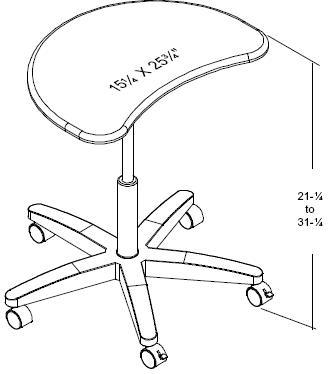 Dimensional Diagram for Balt POP Portable Laptop Desk Stand