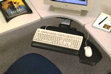 Animation of WorkRite UB-2180S or UG-2180S Banana Board Adjustable Keyboard Tray System