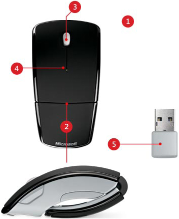Microsoft ZJA 00001 or ZJA 00002 Arc Wireless Computer Mouse