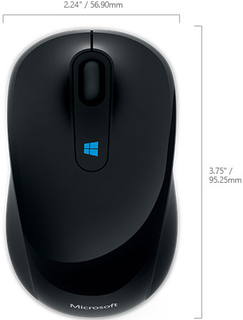 Technical Drawing for Microsoft 43U-00001 Sculpt Mobile Mouse