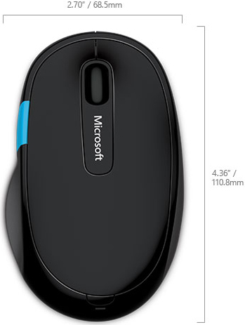 Technical Drawing for Microsoft H3S-00003 Sculpt Comfort Bluetooth Mouse