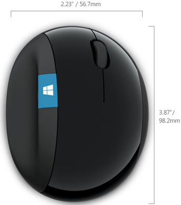 Technical Drawing for Microsoft L6V-00001 Sculpt Ergonomic Wireless Mouse