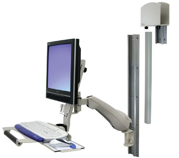 Ergotron 28-484-180 HD Combo Arm with Small CPU Holder Grey