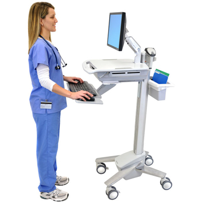Ergotron SV41-41002 StyleView EMR Computer Cart with LCD Monitor Arm, NonPowered