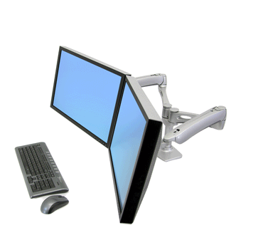Animated image of Ergotron 45-218-194 LX Dual Adjustable Side by Side Arm