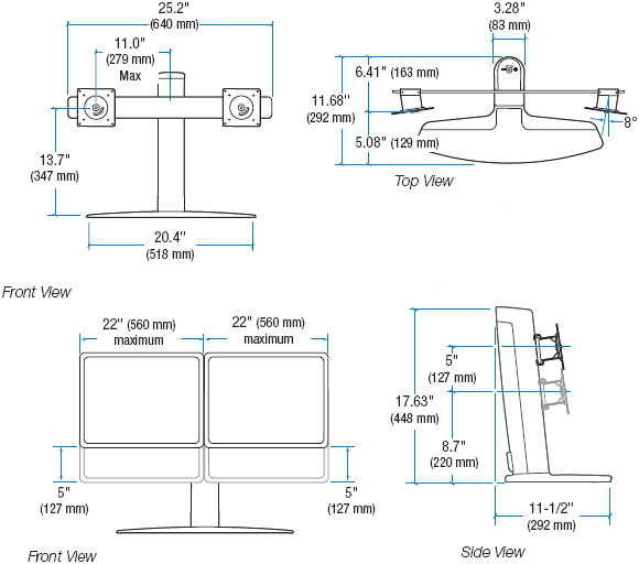 Technical Drawing for Ergotron 33-330-085 Lift Stand
