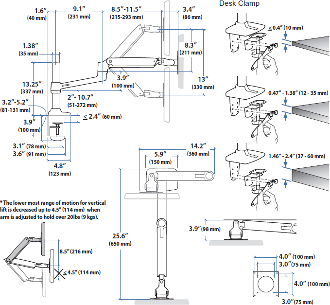 Ergotron 45 537 216 Lx Desk Mount Monitor Arm Tall Pole White