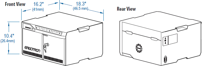 Technical Drawing for Ergotron DM16-1004-1 Tablet Management Desktop 16, with ISI