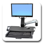 Ergotron 45-260-026 StyleView Sit-Stand Combo Arm with Worksurface (Polished Aluminum)