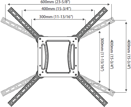 VESA Hole Pattern for ergotron 45-304-026 VHD Interactive TV Arm