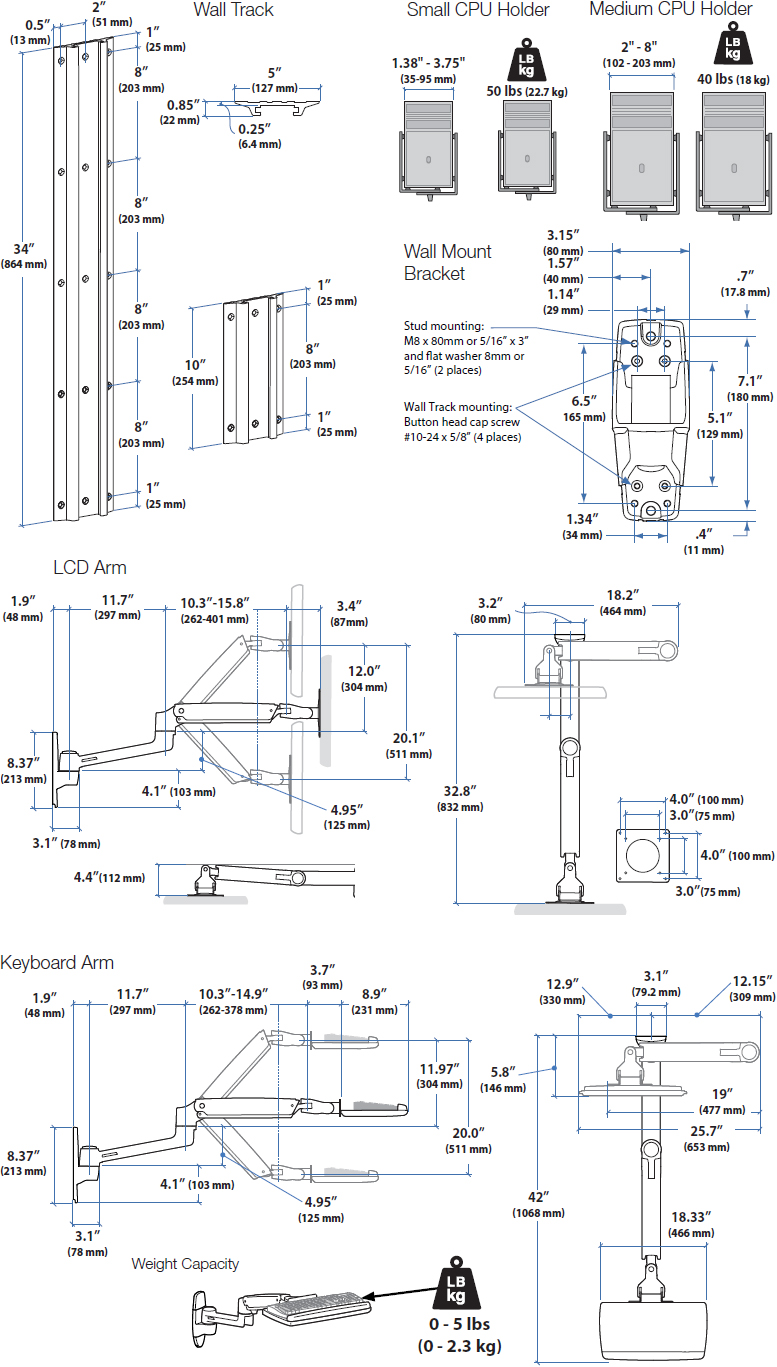 Ergotron 45-359-026 LX Sit-Stand Wall Mount System