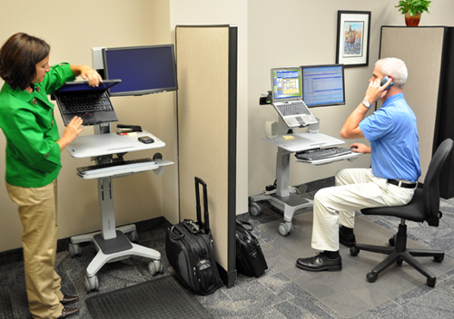 Ergotron 24-195-055 WorkFit C-Mod Sit-Stand Workstations with Laptop and LCD Monitor