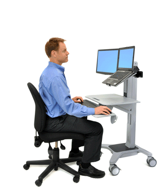 Animation of Ergotron 24-195-055 WorkFit C-Mod Combo Sit-Stand Workstation