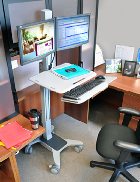 Ergotron 24-196-055 WorkFit C-Mod Dual Display Sit Stand Workstation
