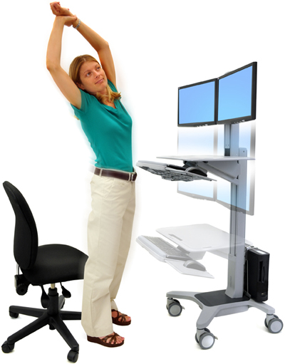 Ergotron 24-196-055 WorkFit C-Mod Dual Monitors Sit Stand Workstation Computer Cart