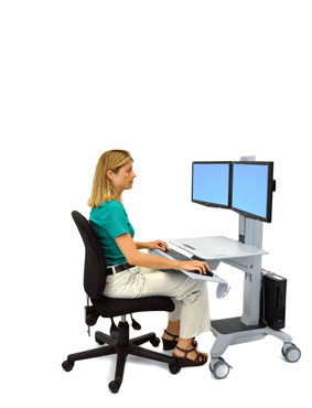 Animation of Ergotron 24-196-055 WorkFit C-Mod Dual Display Sit Stand Workststion