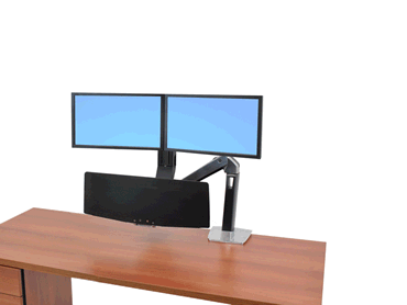 Animation of Ergotron Dual Monitor Workstation with Worksurface