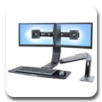 Ergotron 24-312-026 WorkFit-A Dual LED Monitor Sit-Stand Workstation