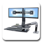 Ergotron 24-316-026 WorkFit-A Dual LED Monitor Sit-Stand Workstation with Worksurface