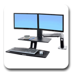 Ergotron 24-392-026 WorkFit-A Dual Monitor Stand Up Desk Workstation