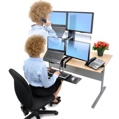 Using ergotron 33-340-200 WorkFit-S Desk Mount Sit-Stand Workstation for up to 20