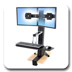 Ergotron 33-341-200 WorkFit-S, Dual Monitor Sit-Stand Workstation