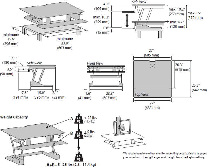 Ergotron WorkFit-TS Standing Desk Converter Small Surface - 33-447-921