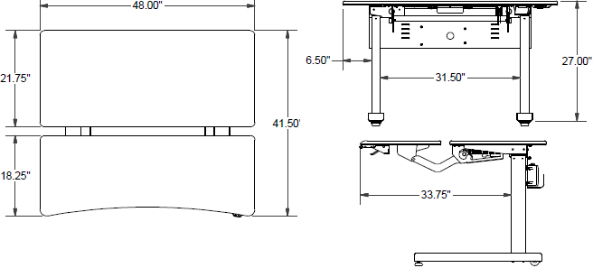 Technical Drawing for Ergotron MVJB48SS Elevate Adjusta 48, Electric Sit-Stand Desk
