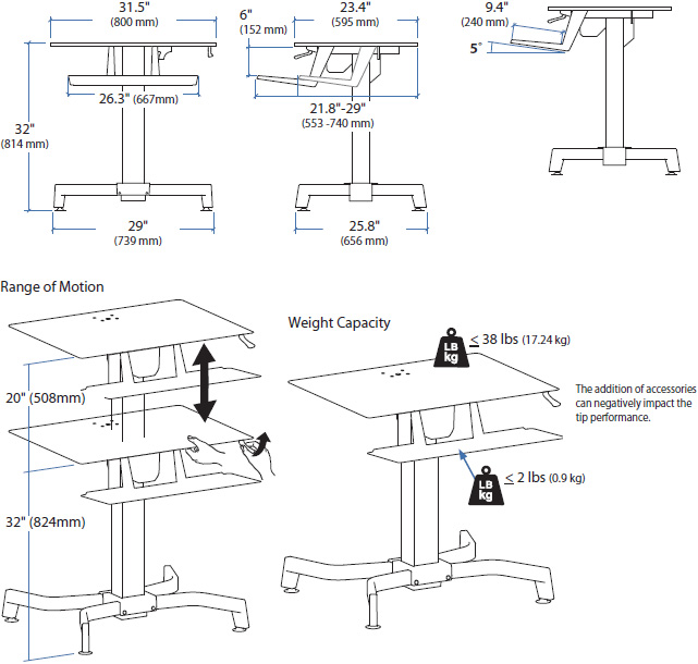 Standing Desk Ergotron 24 280 928 Workfit Pd