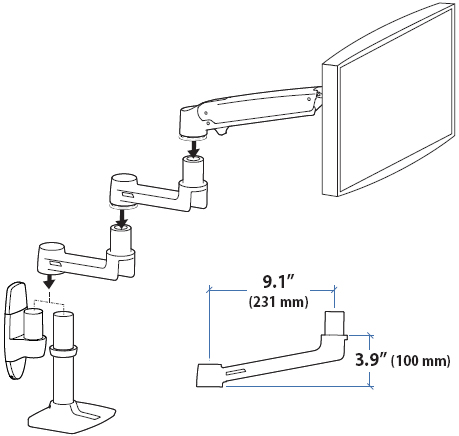 Technical Drawing for Ergotron 45-244-026 LX Extension Arm