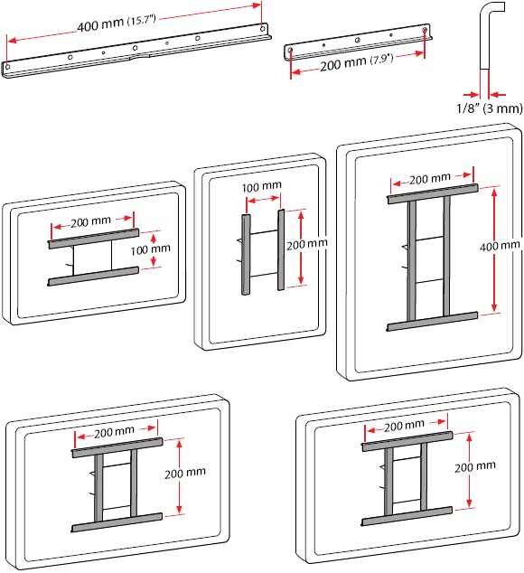 Technical Drawing for Ergotron VESA Adapter Bracket Kit