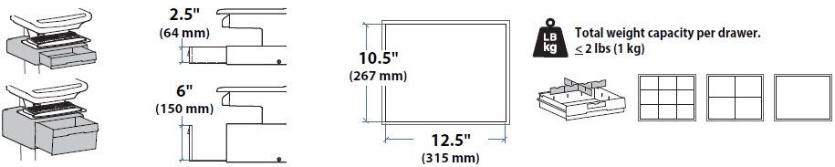 Technical Drawing for Ergotron 97-989-622 SV Primary Storage Drawer, Single Tall