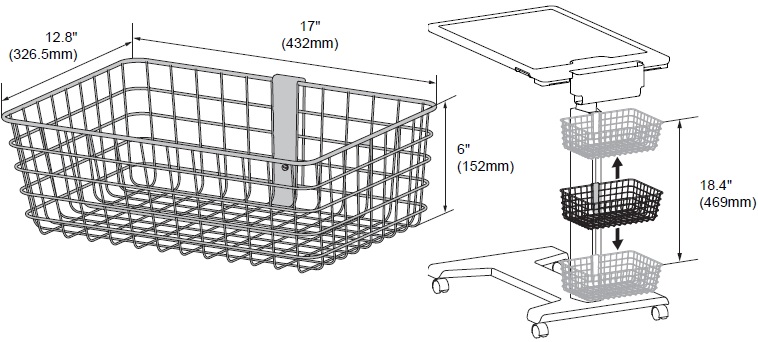 Technical Drawing for Ergotron 98-135-282 SV Large Wire Basket