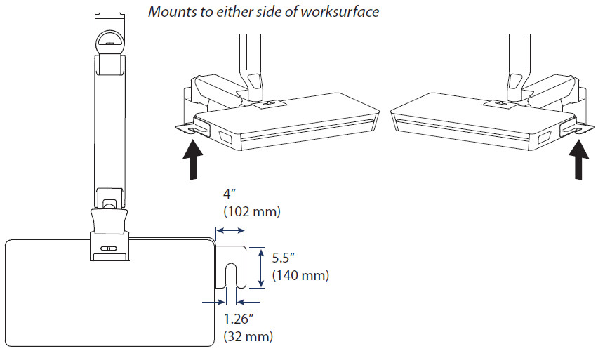 Technical Drawing for Ergotron 98-551-251 CareFit Combo Wired Scanner Bracket