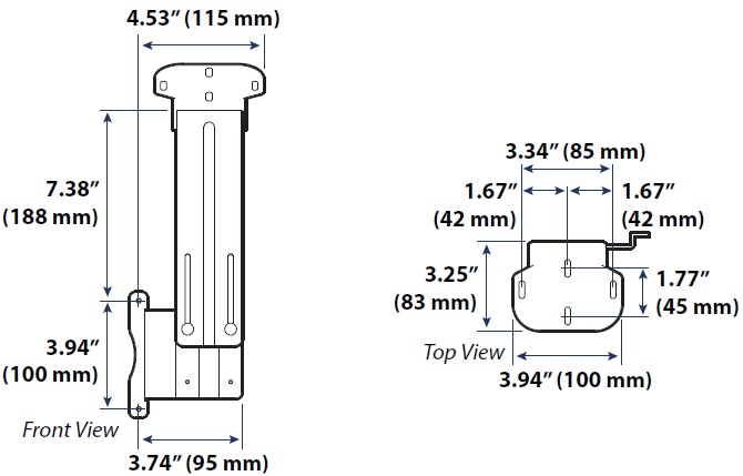 Technical Drawing for Ergotron 98-649-251 Top-Mount Scanner Holder, VESA Attach