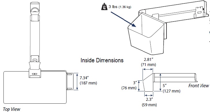 Technical Drawing for Ergotron 98-652-251 CareFit Combo Signature Pad Holder