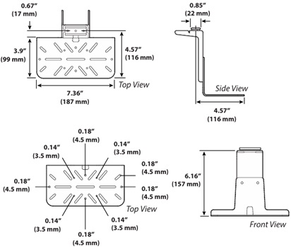 Technical Drawing for Ergotron 98-668-290 Slotted Shelf, Side Mount