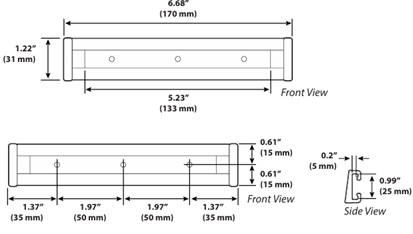 Technical Drawing for Ergotron 98-676-289 Horizontal T-Slot, Rear Mount
