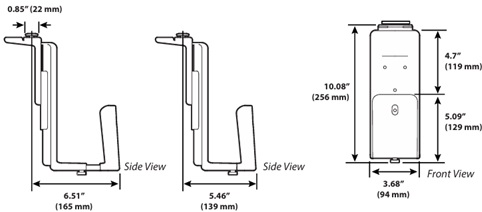 Technical Drawing for Ergotron 98-682-629 Adjustable Wipes Holder, Side Mount