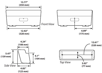 Technical Drawing for Ergotron 98-683-629 Document Bin, Side Mount